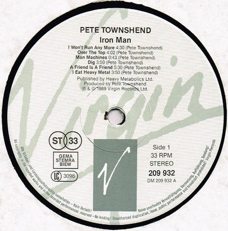 Pete Townshend : The Iron Man (The Musical By Pete Townshend) (LP, Album)
