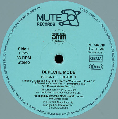 Depeche Mode : Black Celebration (LP, Album, Gre)