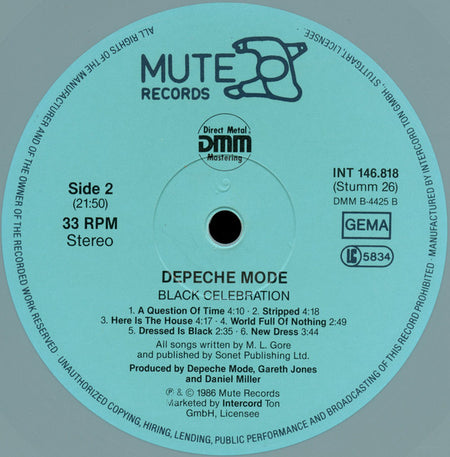 Depeche Mode : Black Celebration (LP, Album, Gre)
