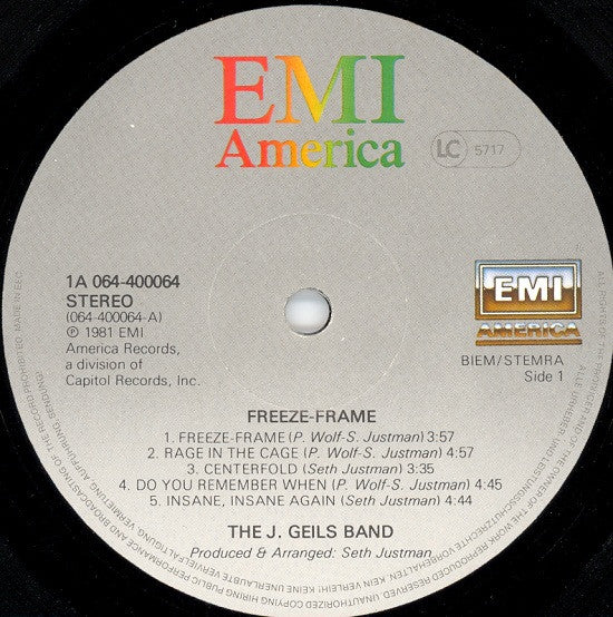 The J. Geils Band : Freeze-Frame (LP, Album, Gre)