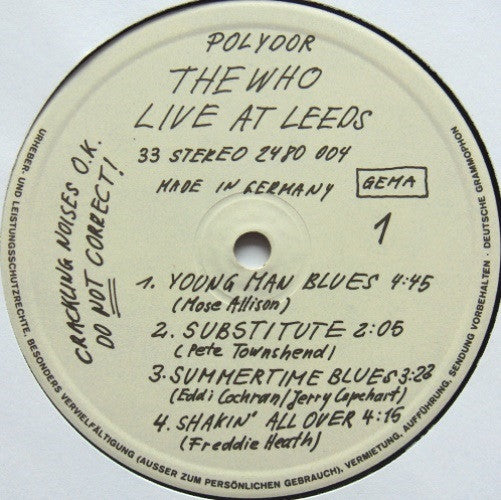 The Who : Live At Leeds (LP, Album, Gat)