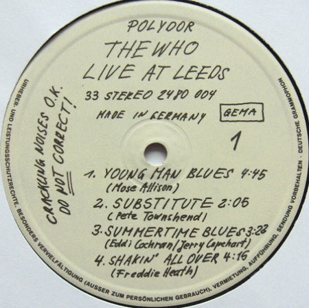 The Who : Live At Leeds (LP, Album, Gat)