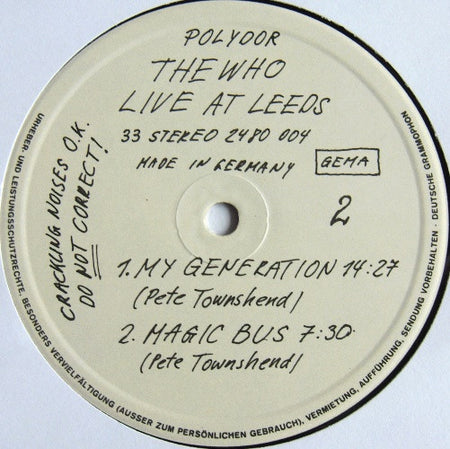 The Who : Live At Leeds (LP, Album, Gat)