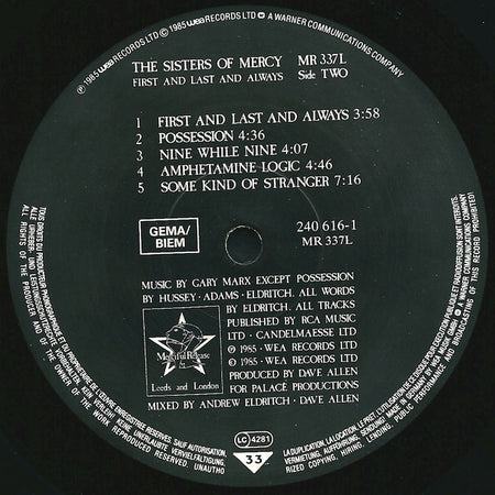The Sisters Of Mercy : First And Last And Always (LP, Album)