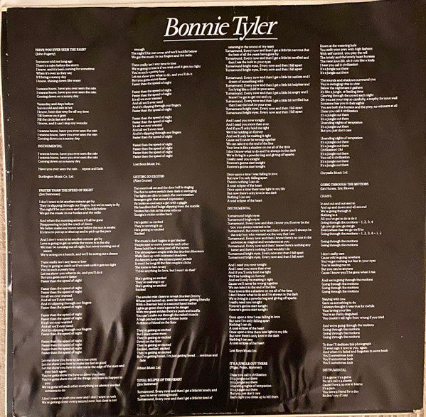 Bonnie Tyler : Faster Than The Speed Of Night (LP, Album)