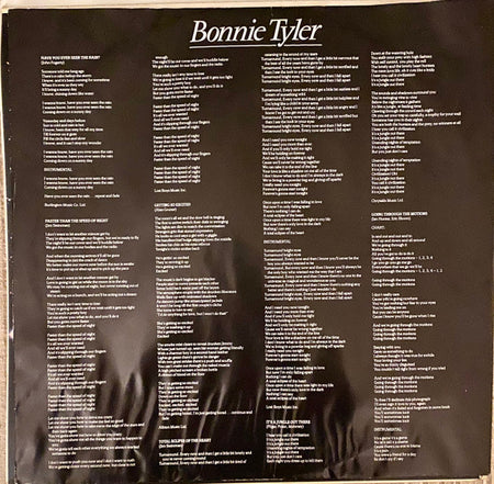 Bonnie Tyler : Faster Than The Speed Of Night (LP, Album)