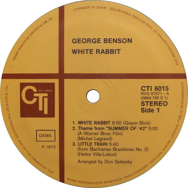 George Benson : White Rabbit (LP, Album, RE, Gat)