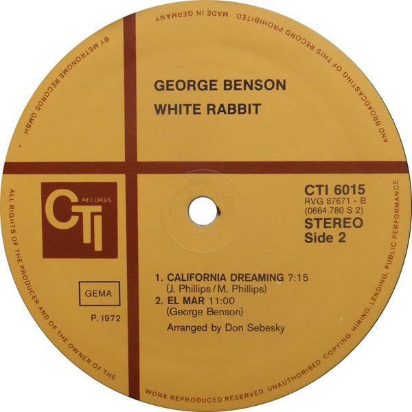 George Benson : White Rabbit (LP, Album, RE, Gat)