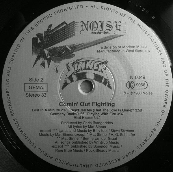 Sinner : Comin' Out Fighting (LP, Album)