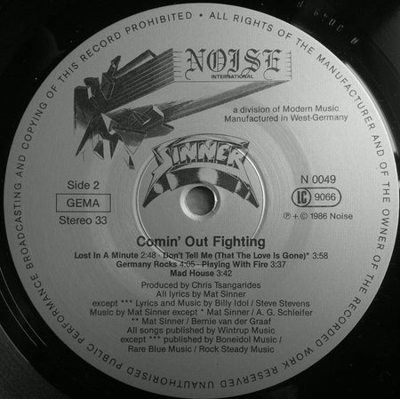 Sinner : Comin' Out Fighting (LP, Album)