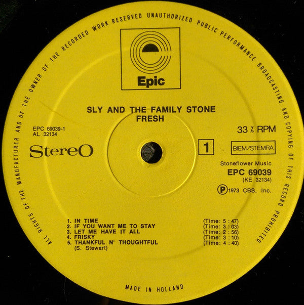 Sly & The Family Stone : Fresh (LP, Album, Gat)