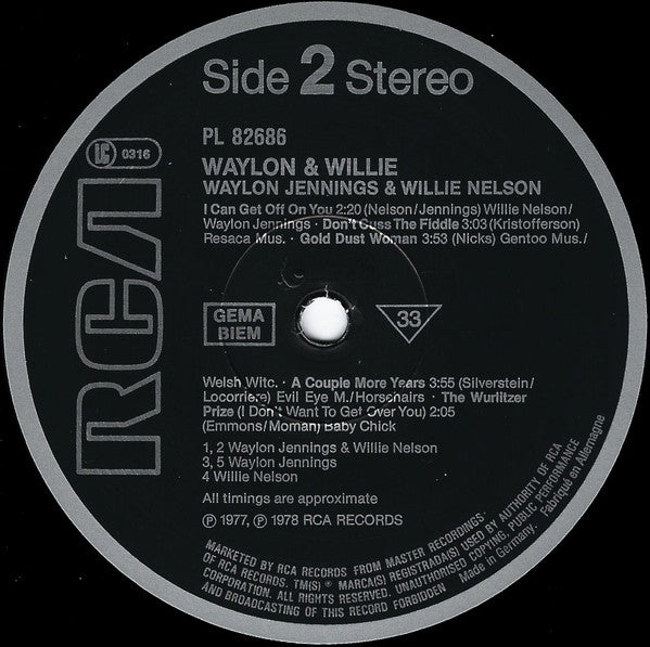 Waylon Jennings & Willie Nelson : Waylon & Willie (LP, Album, RE)