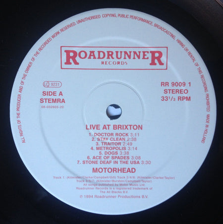 Motörhead : Live At Brixton (LP, Album)