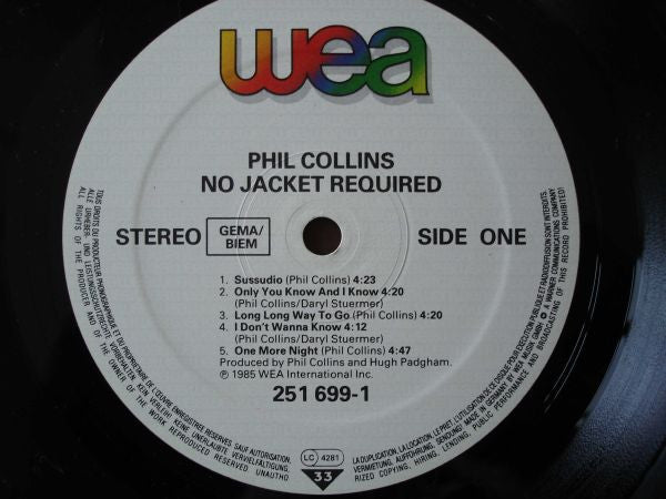 Phil Collins : No Jacket Required (LP, Album, Club, Tel)