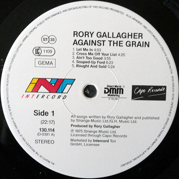 Rory Gallagher : Against The Grain (LP, Album, RE)