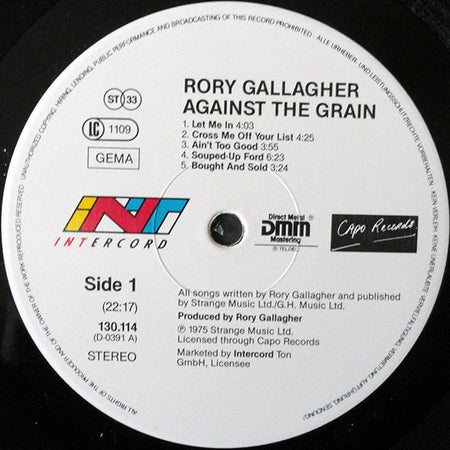 Rory Gallagher : Against The Grain (LP, Album, RE)