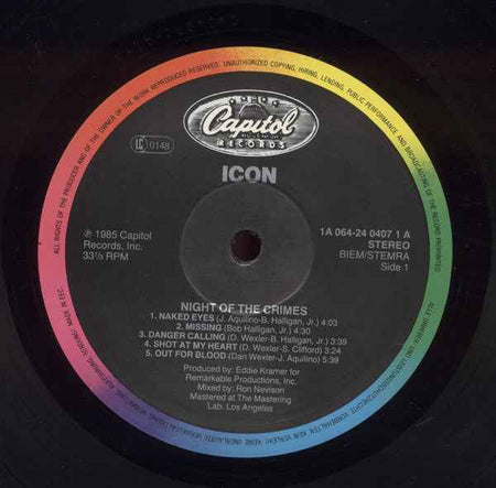 Icon  - Night Of The Crime (LP) (Very Good Plus (VG+))