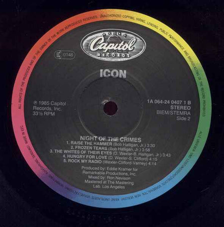 Icon  - Night Of The Crime (LP) (Very Good Plus (VG+))