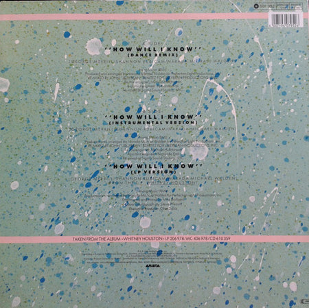 Whitney Houston : How Will I Know (John »Jellybean« Benitez-Remix) (12", Maxi)