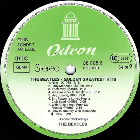 The Beatles : Golden Greatest Hits (LP, Comp, Club)