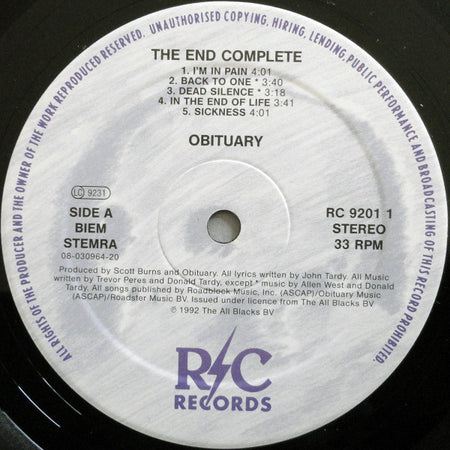 Obituary : The End Complete (LP, Album)