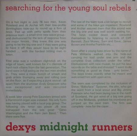 Dexys Midnight Runners : Searching For The Young Soul Rebels (LP, Album, Gre)