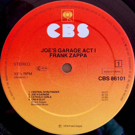 Frank Zappa : Joe's Garage Act I (LP, Album, Gat)