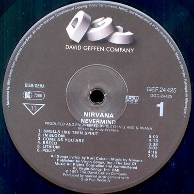 Nirvana : Nevermind (LP, Album, RP)