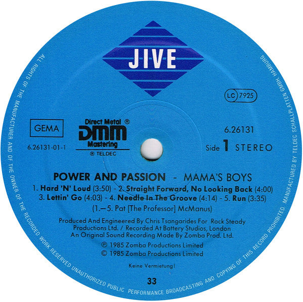 Mama's Boys : Power And Passion (LP, Album)