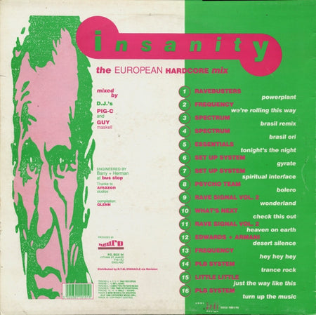 Various : Insanity - The European Hardcore Mix (LP, Mixed)