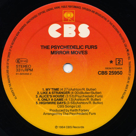 The Psychedelic Furs : Mirror Moves (LP, Album)