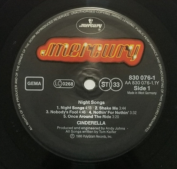 Cinderella (3) : Night Songs (LP, Album)