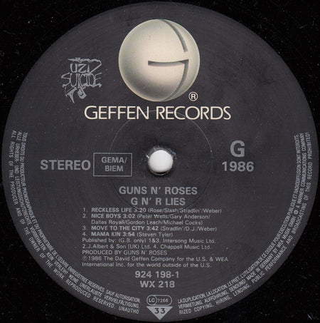Guns N' Roses : G N' R Lies (LP, Album)