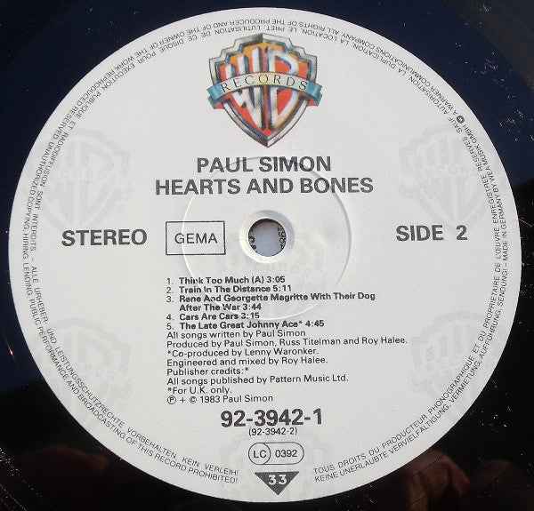 Paul Simon - Hearts And Bones (LP) (Near Mint (NM or M-))