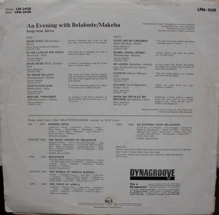 Harry Belafonte / Miriam Makeba : An Evening With Belafonte/Makeba (LP, Album, Mono)