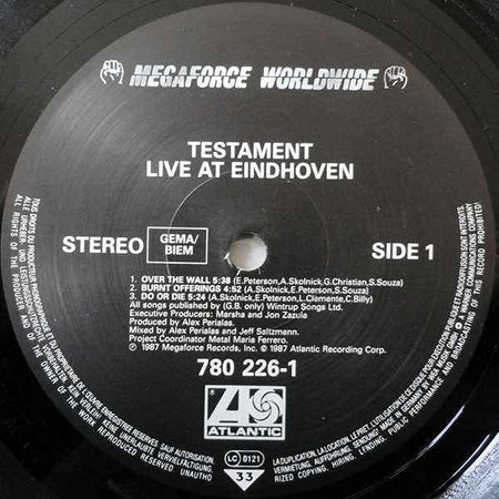 Testament  - Live At Eindhoven (12") (Near Mint (NM or M-))