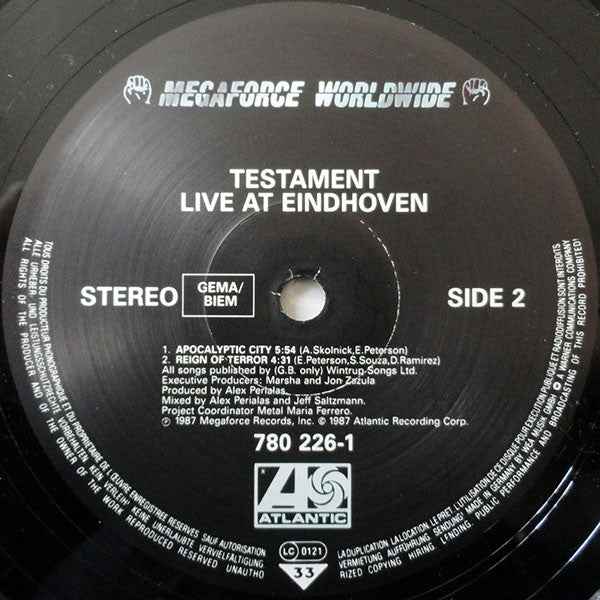 Testament  - Live At Eindhoven (12") (Near Mint (NM or M-))