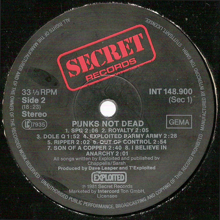The Exploited : Punks Not Dead (LP, Album)