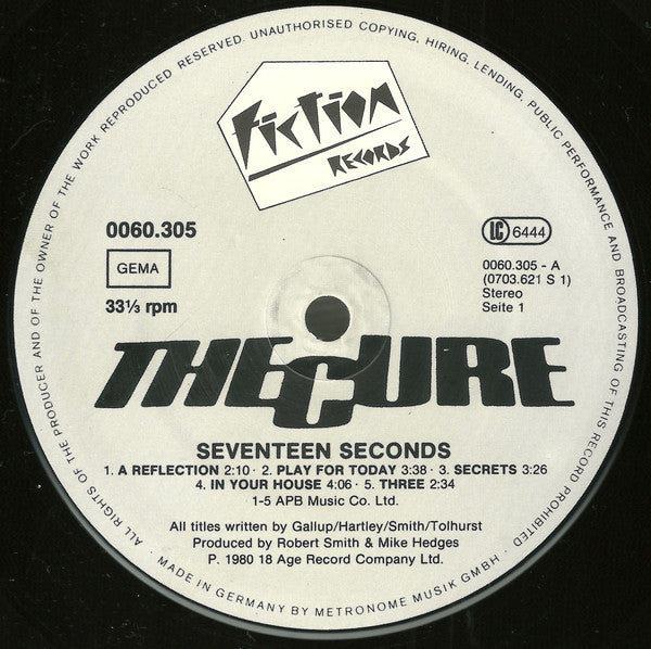 The Cure : Seventeen Seconds (LP, Album)
