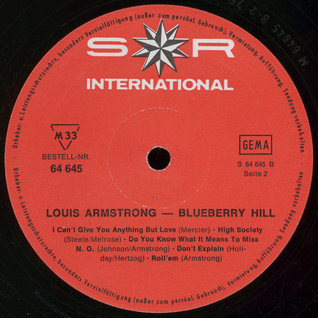 Louis Armstrong : Blueberry Hill (LP, Comp, Mono)