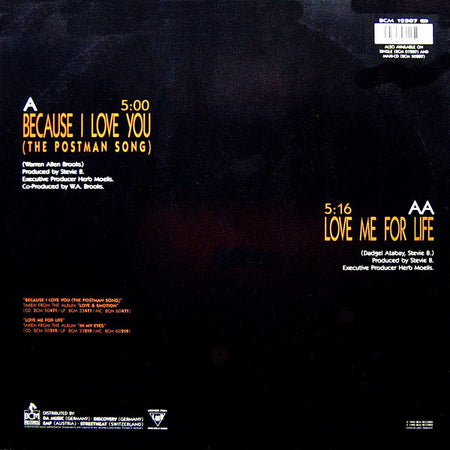 Stevie B : Because I Love You (The Postman Song) / Love Me For Life (12", Maxi)