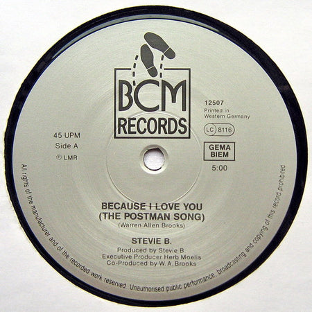 Stevie B : Because I Love You (The Postman Song) / Love Me For Life (12", Maxi)