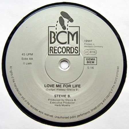 Stevie B : Because I Love You (The Postman Song) / Love Me For Life (12", Maxi)