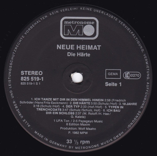 Neue Heimat : Die Härte (LP, Album, RE)