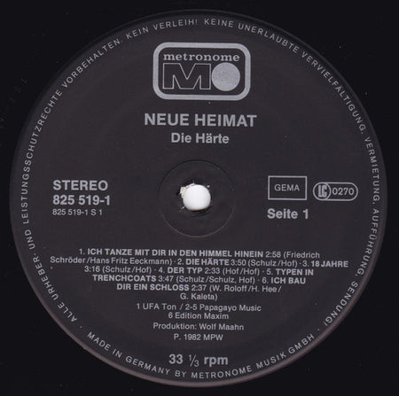 Neue Heimat : Die Härte (LP, Album, RE)
