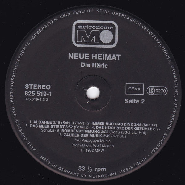 Neue Heimat : Die Härte (LP, Album, RE)