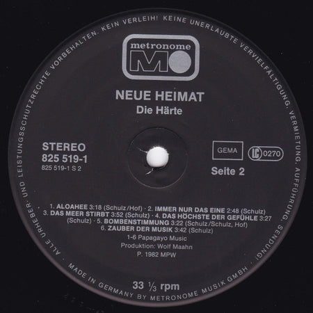 Neue Heimat : Die Härte (LP, Album, RE)