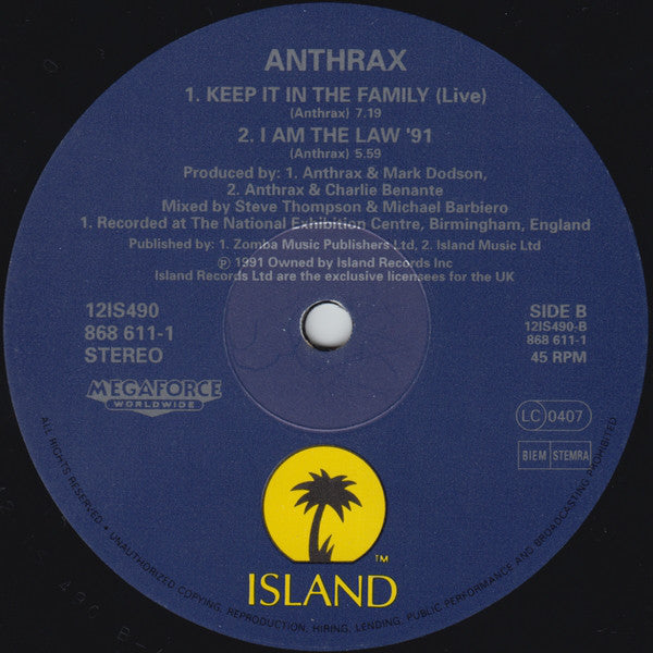 Anthrax featuring Chuck D : Bring The Noise (12", Single)
