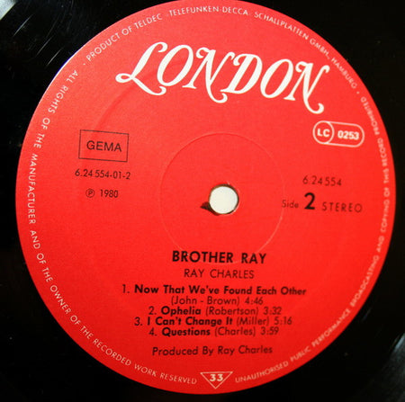 Ray Charles : Brother Ray (LP, Album)