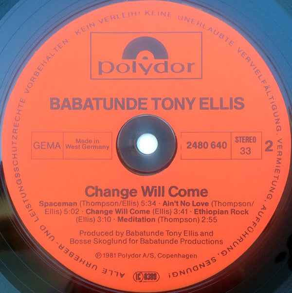 Tony Ellis - Change Will Come (LP) (Near Mint (NM or M-))